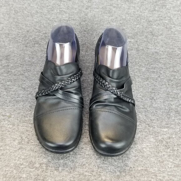 ✅Clarks Collection Cora Braid Black Leather Slip On Comfort Shoes Women's 10M - Picture 6 of 10